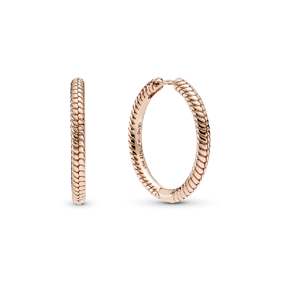 Серьги-кольца для шармов Pandora Moments из сплава, покрытого розовым золотом 14К