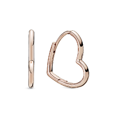 Серьги-кольца Асимметричные сердца из сплава, покрытого розовым золотом 14К
