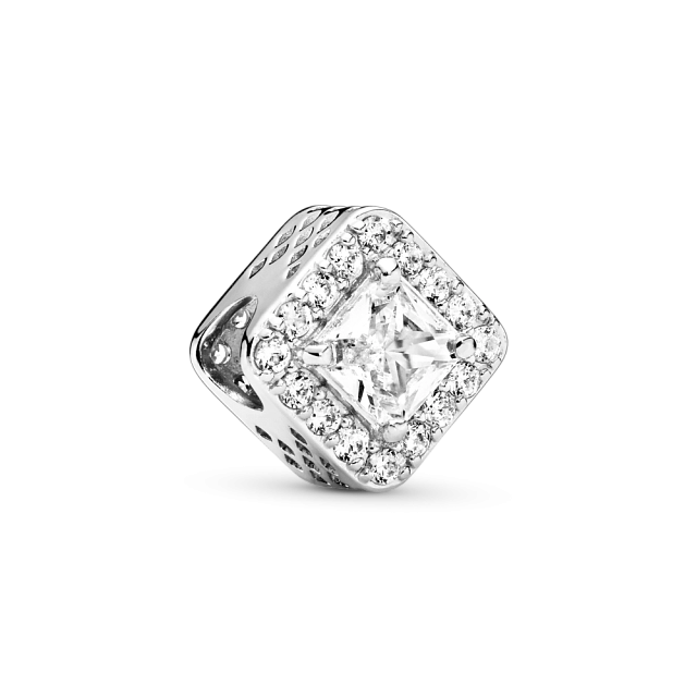 796206CZ Серебряная бусина, куб. оксид циркония