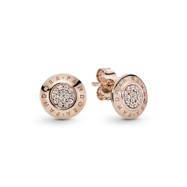 Серьги-гвоздики Pandora Signature из сплава, покрытого розовым золотом 14К