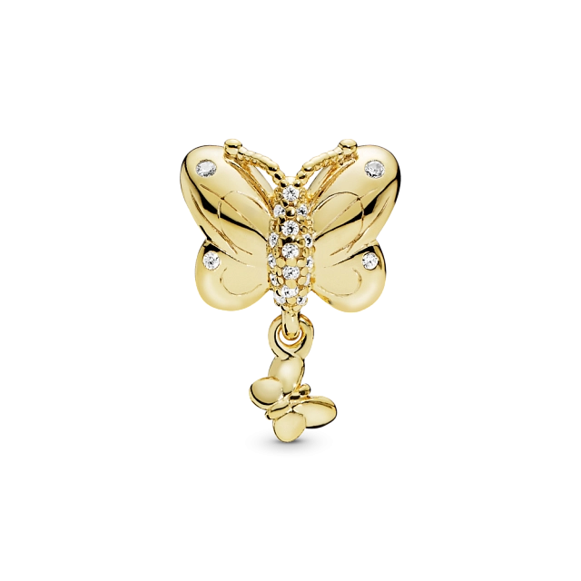 Шарм Декоративная бабочка из сплава, покрытого золотом 14К
