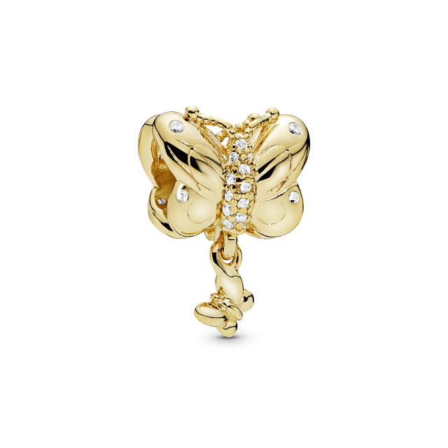 Шарм Декоративная бабочка из сплава, покрытого золотом 14К
