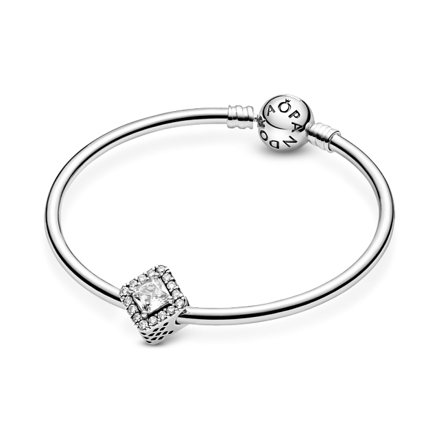 796206CZ Серебряная бусина, куб. оксид циркония