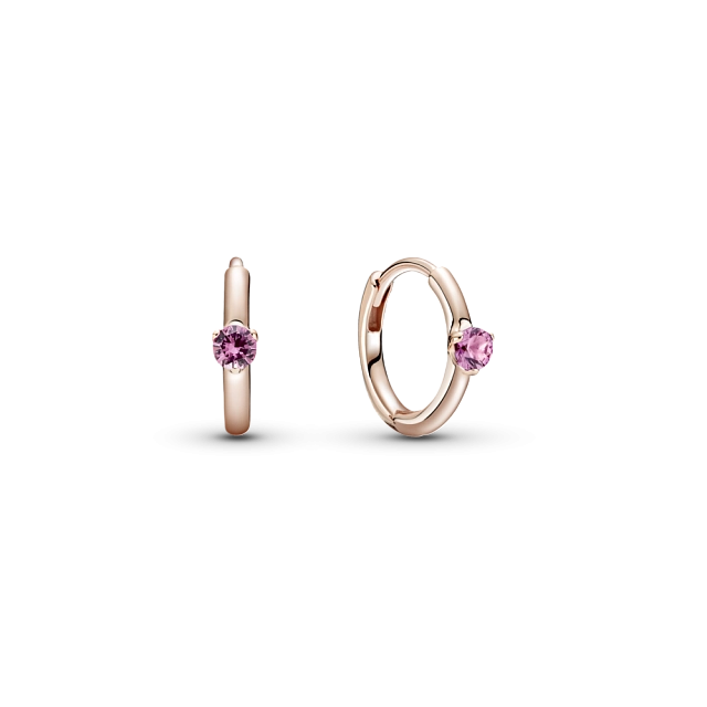 Серьги-кольца Розовый солитер