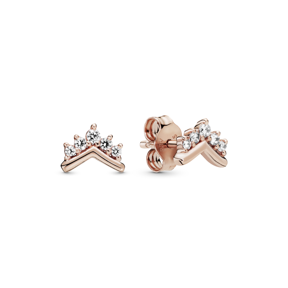 Серьги-гвоздики Тиара мечты, из сплава, покрытого розовым золотом 14К - фото №1 Серьги-гвоздики Тиара мечты, из сплава, покрытого розовым золотом 14К