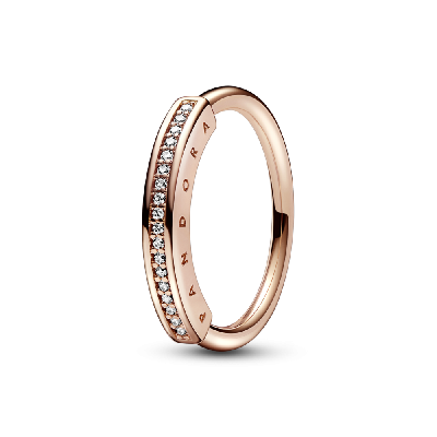 Кольцо Pandora Signature I-D из сплава, покрытого розовым золотом 14К